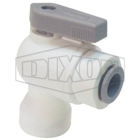 Dixon TrueSeal Ball Valve, 3/8 in, Tube x Female NPTF Elbow, Glass-Reinforced Polypropylene Body PP6VFE6-MG